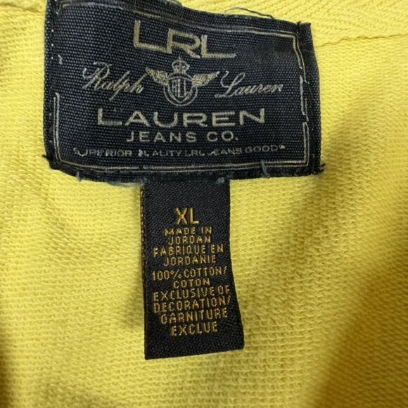 Ralph Lauren LRL Jeans Co Hoodie Womens XL Yellow Cotton Logo - Picture 2 of 15